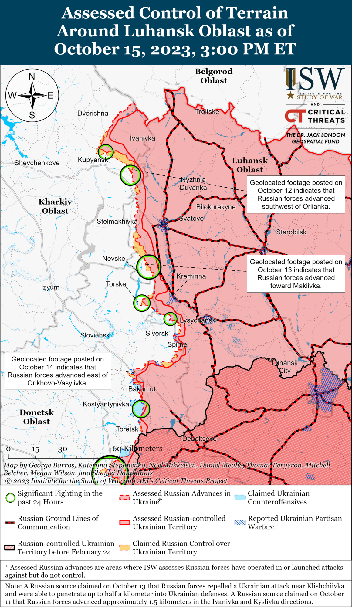Map of the fighting in the Kharkiv and Luhansk regions.