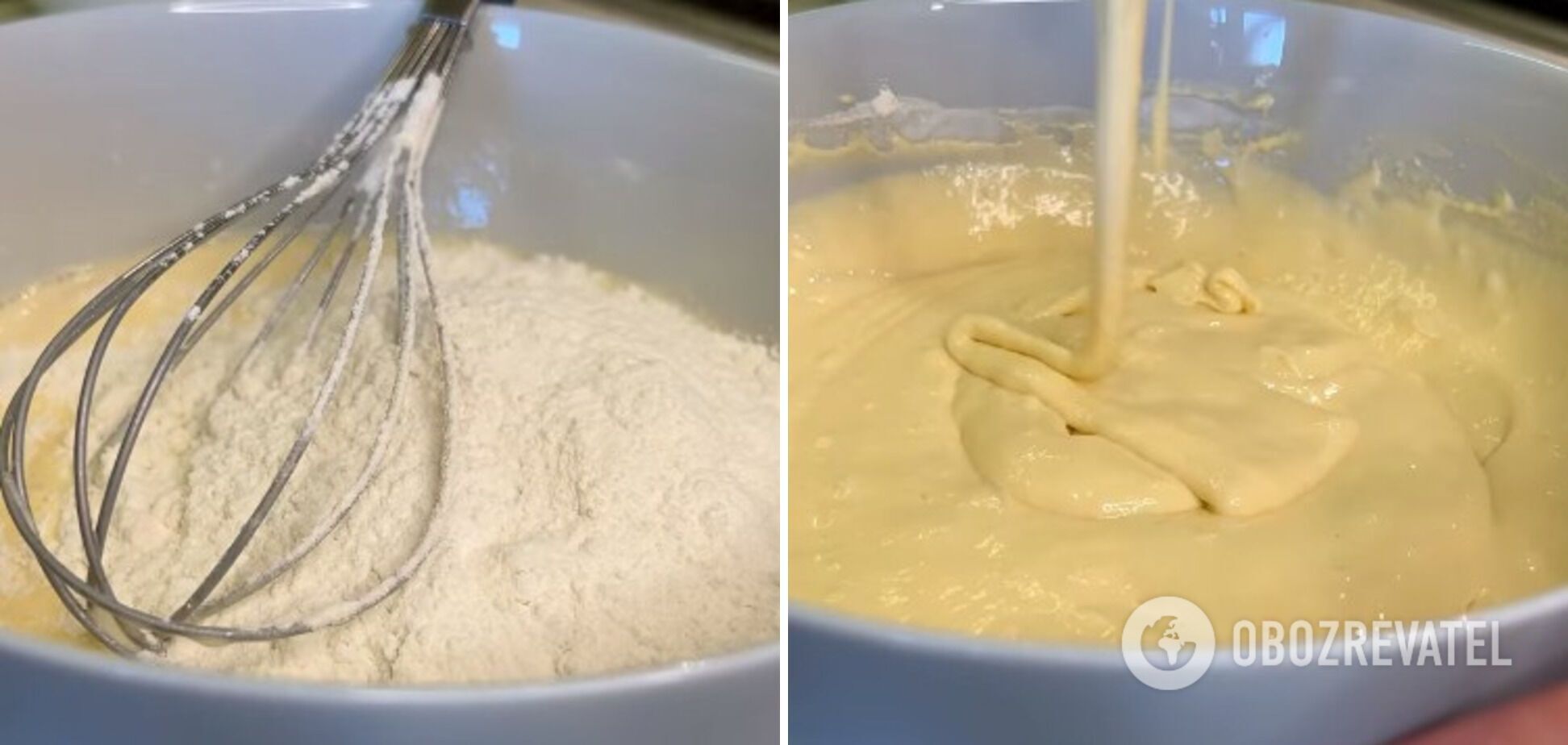 Preparing the dough for pancakes