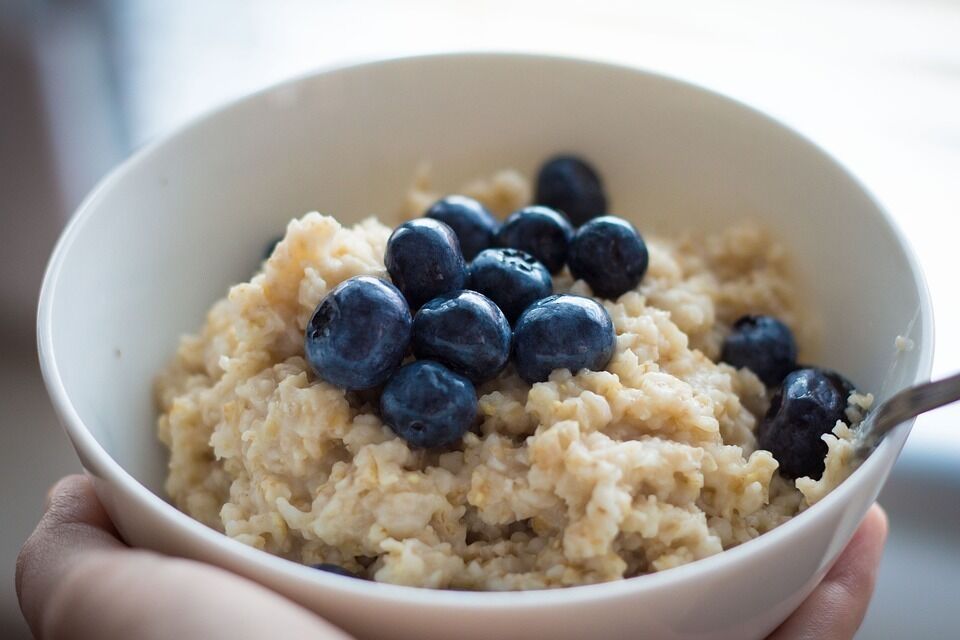 Healthy and tasty oatmeal with berries