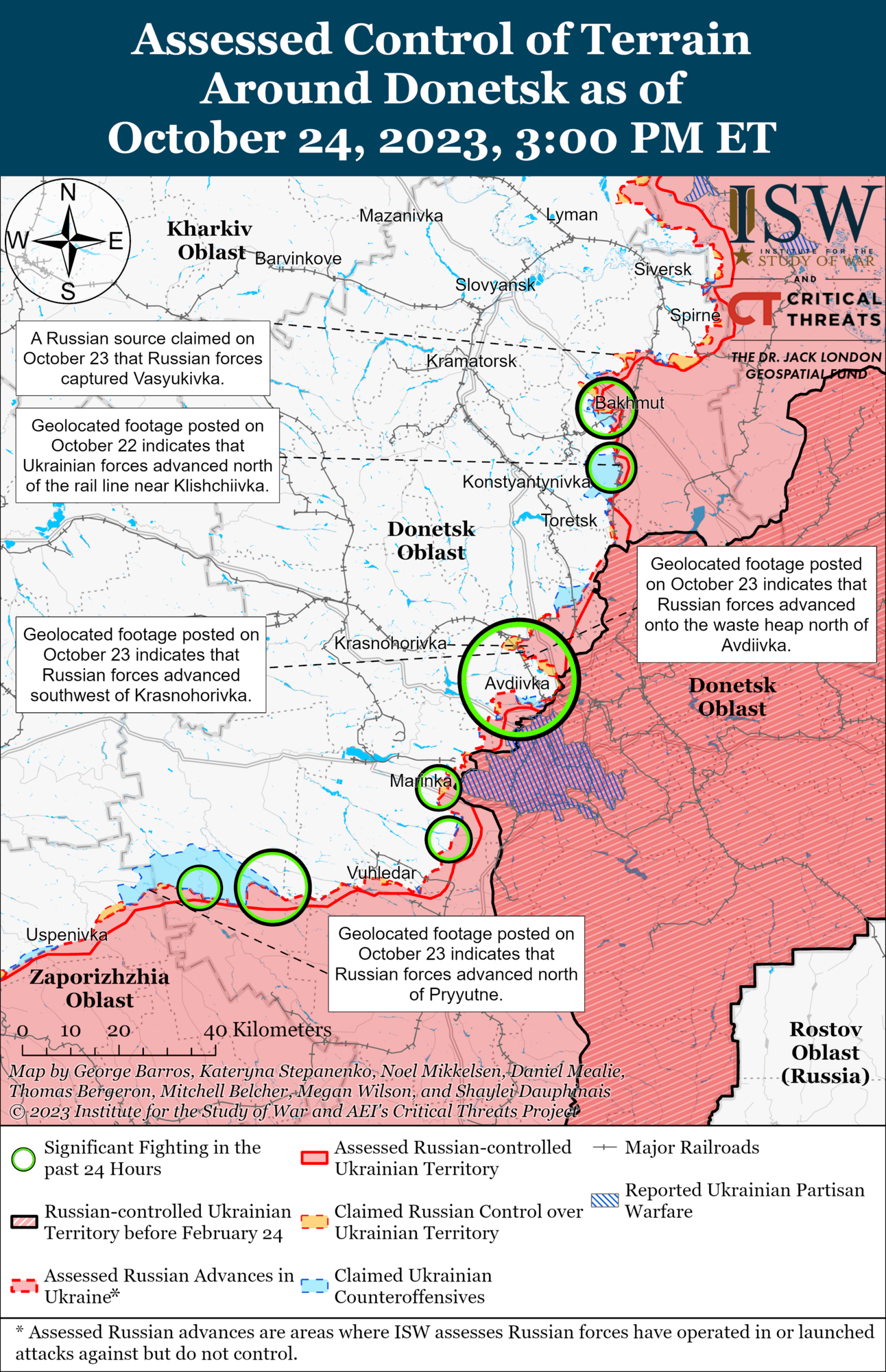 The front line in the Donetsk region. Map.