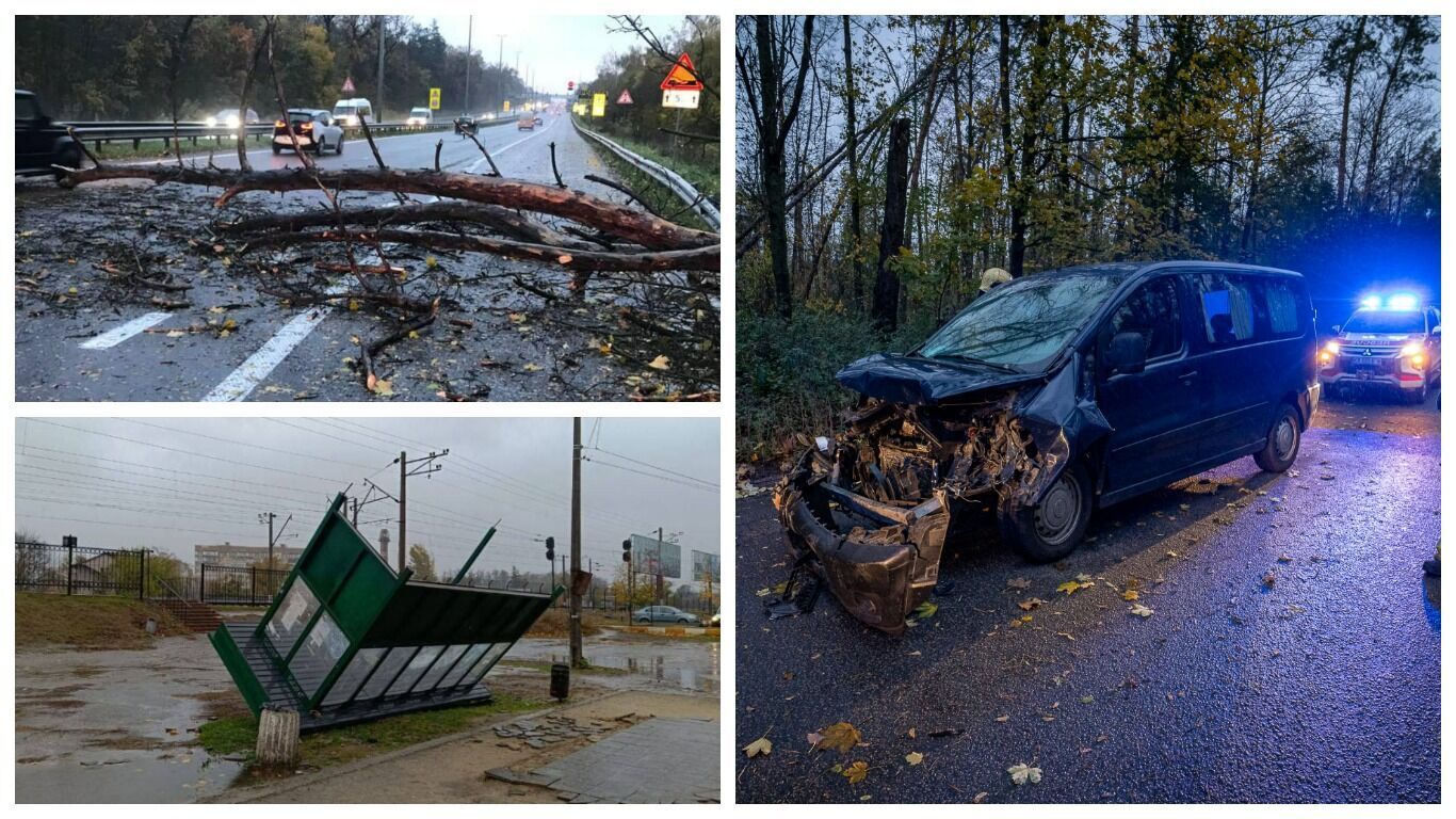 Strong wind knocks a fence down at Dynamo base in Koncha-Zaspa near Kyiv. Video
