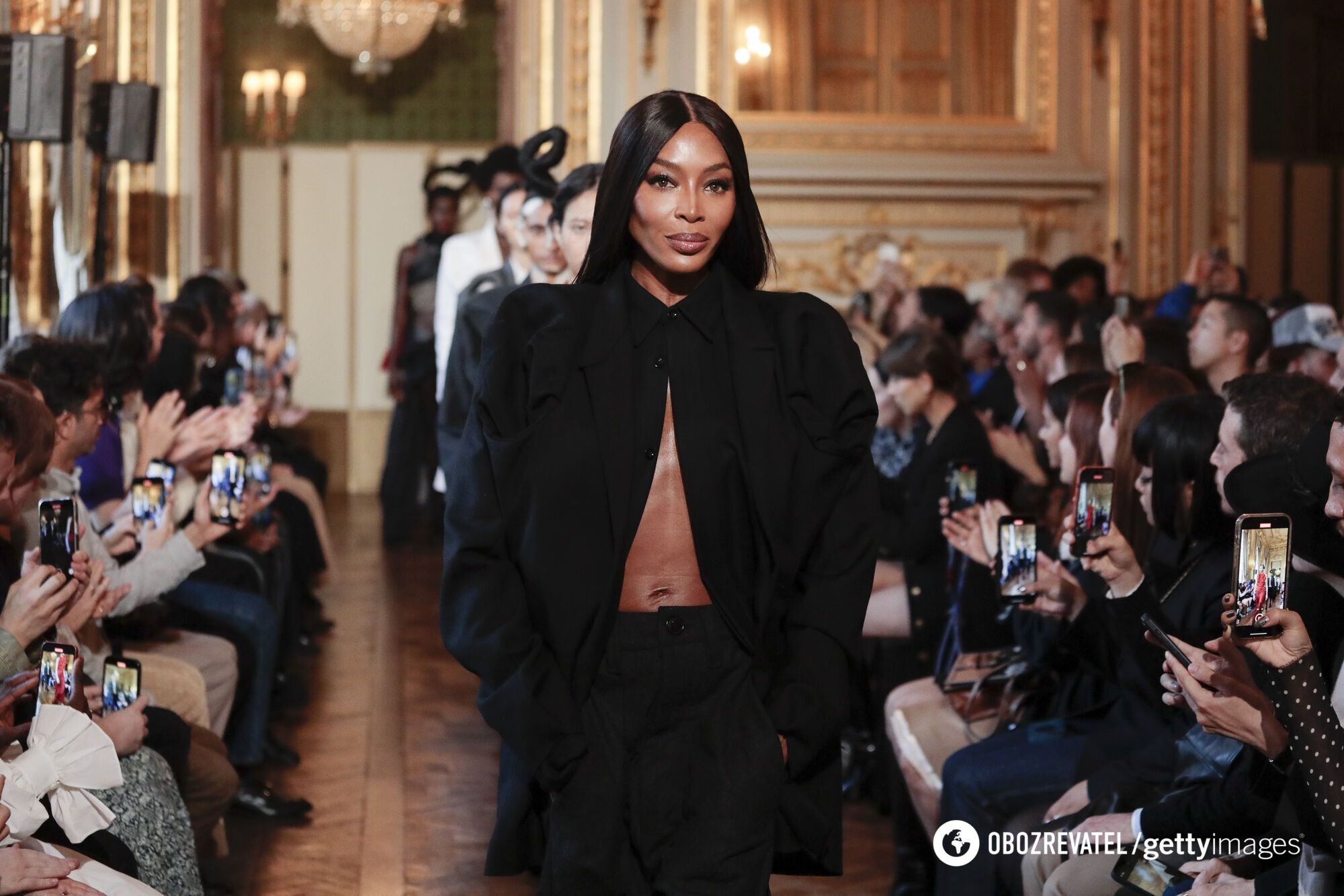 Naomi Campbell almost showed too much at Paris Fashion Week without a bra