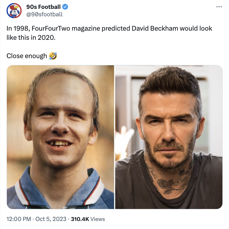 Almost bald and missing a tooth: how FourFourTwo football magazine ''screwed up'' with its prediction about David Beckham
