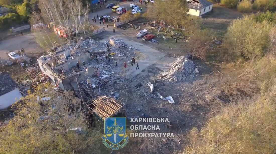 Painful to watch: an aerial view of the ruins in the village of Hroza, where Russian strike killed 51 people. Video