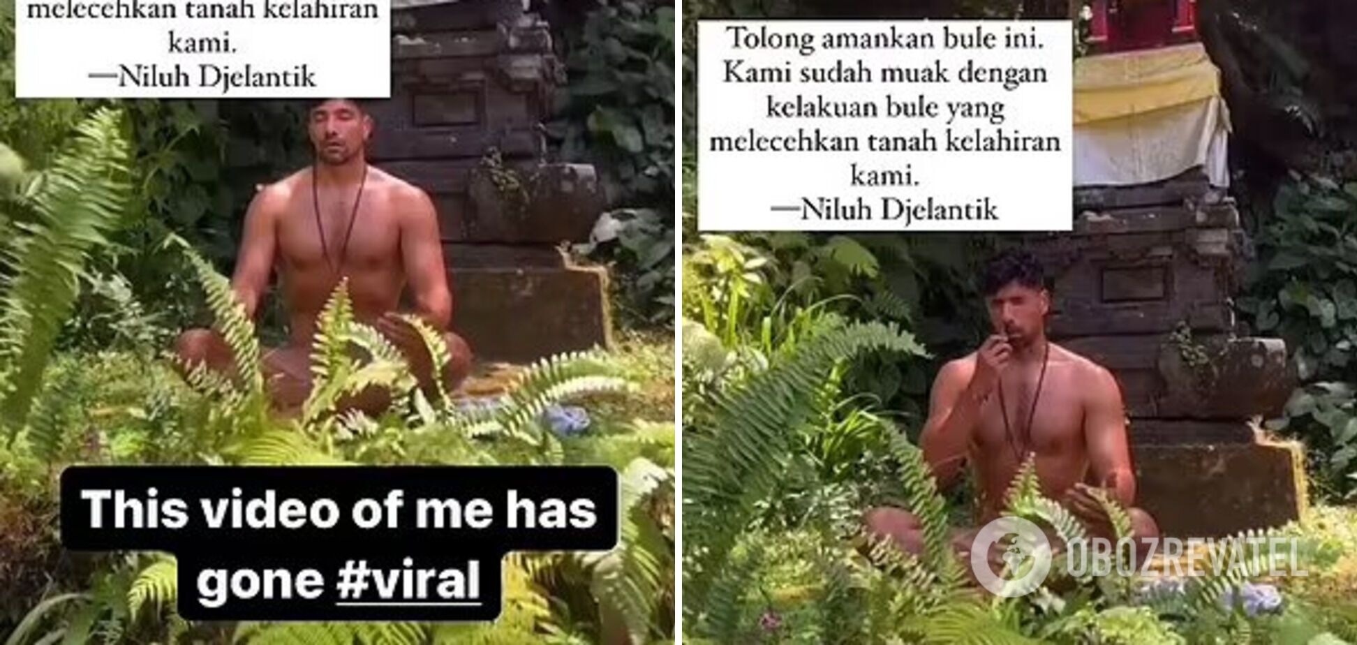 A tourist who meditated naked in a Hindu temple caused a stir in Bali. The video went viral