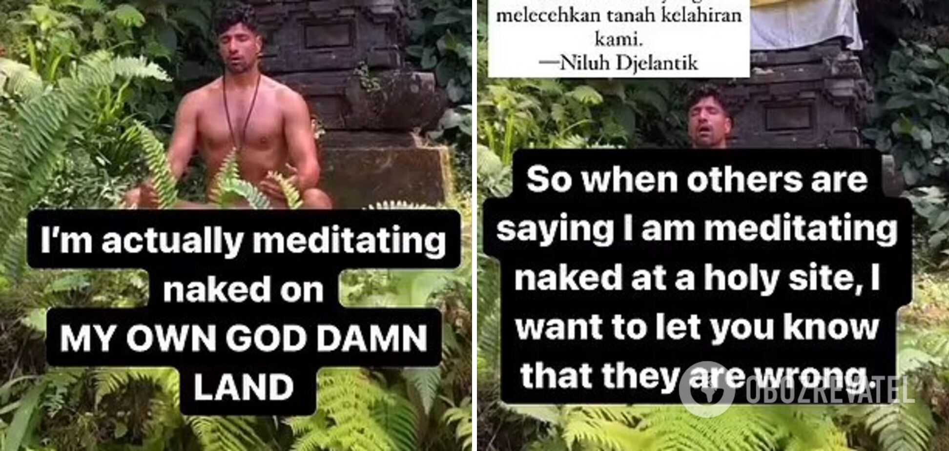 A tourist who meditated naked in a Hindu temple caused a stir in Bali. The video went viral
