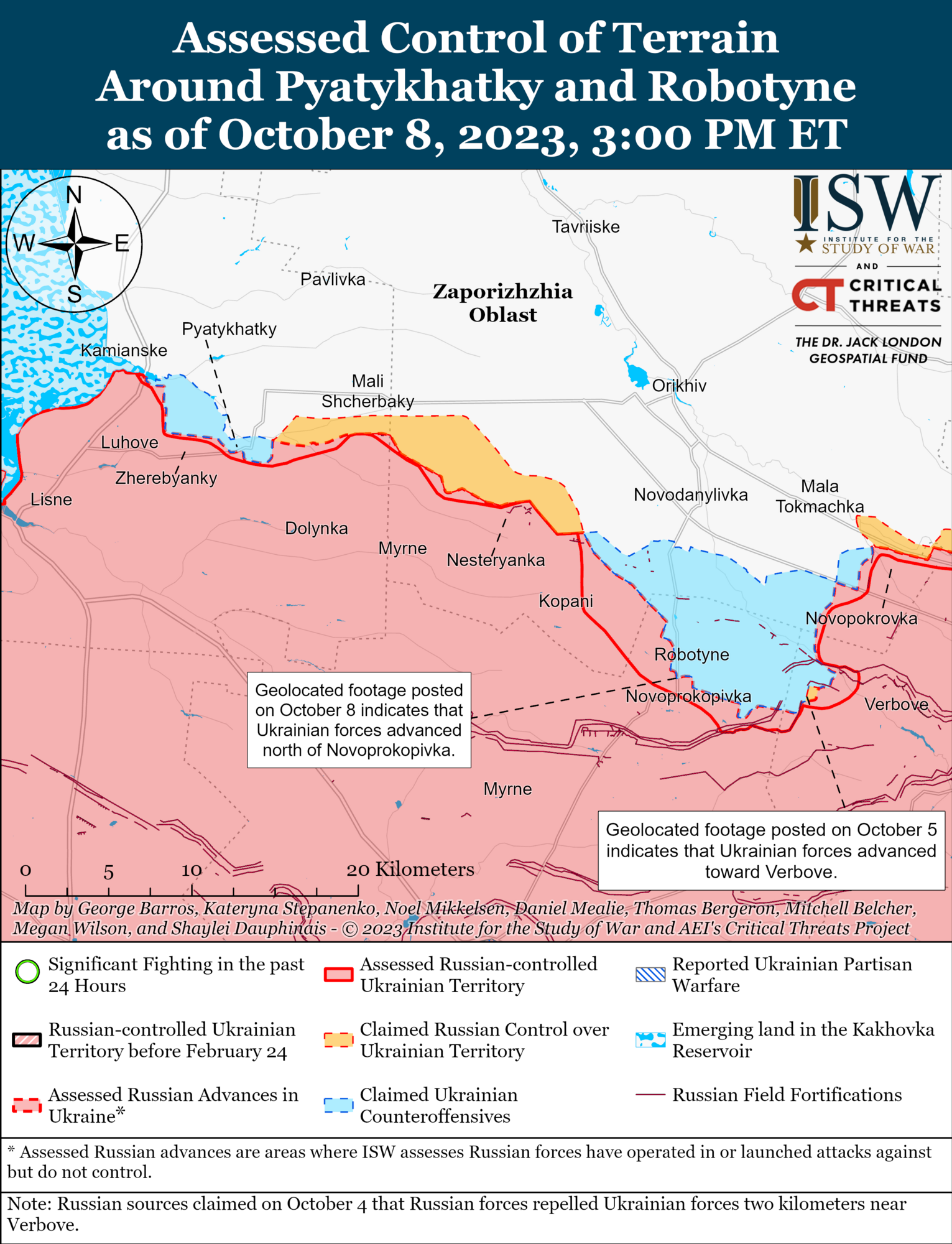 Ukraińskie Siły Zbrojne nacierają na zachodzie obwodu zaporoskiego, okupanci intensyfikują prace minerskie w rejonie Robotyne-Verbove - ISW