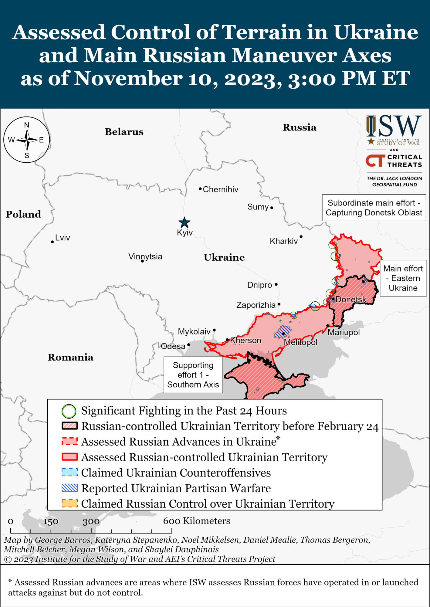 Map of the front line in Ukraine