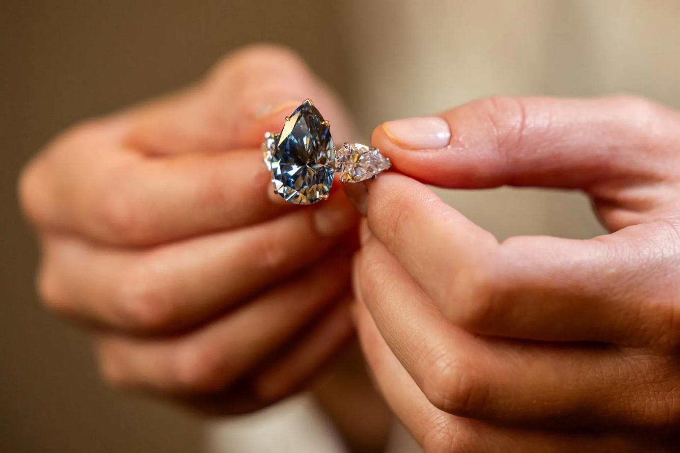 A rare blue diamond sold at auction for almost $44 million