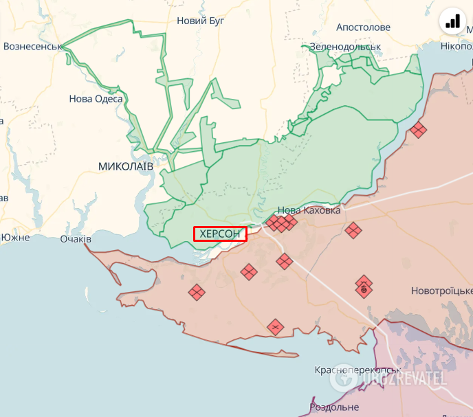 Kherson on the map of hostilities