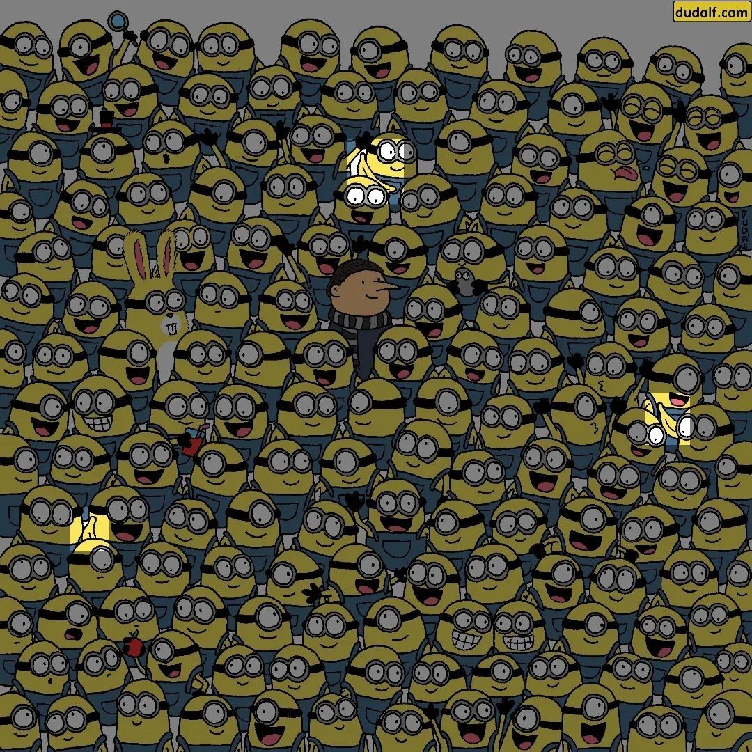 Find three bananas among the funny minions: only the most attentive can do it in 7 seconds