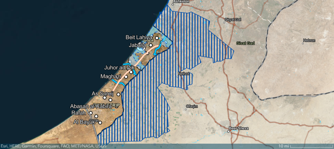 Map of the fighting in the Gaza Strip