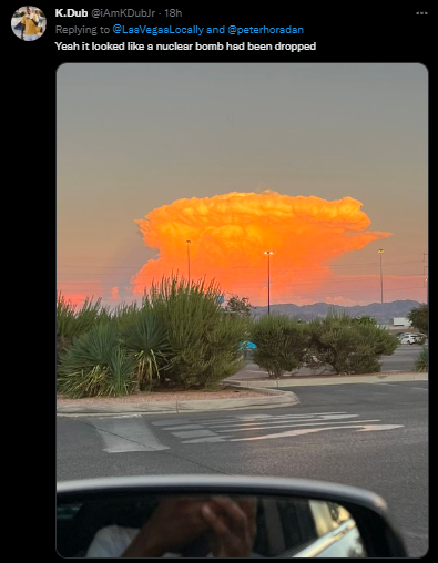 Chmura w kształcie ''grzyba nuklearnego'' przestraszyła mieszkańców Las Vegas. Zdjęcie