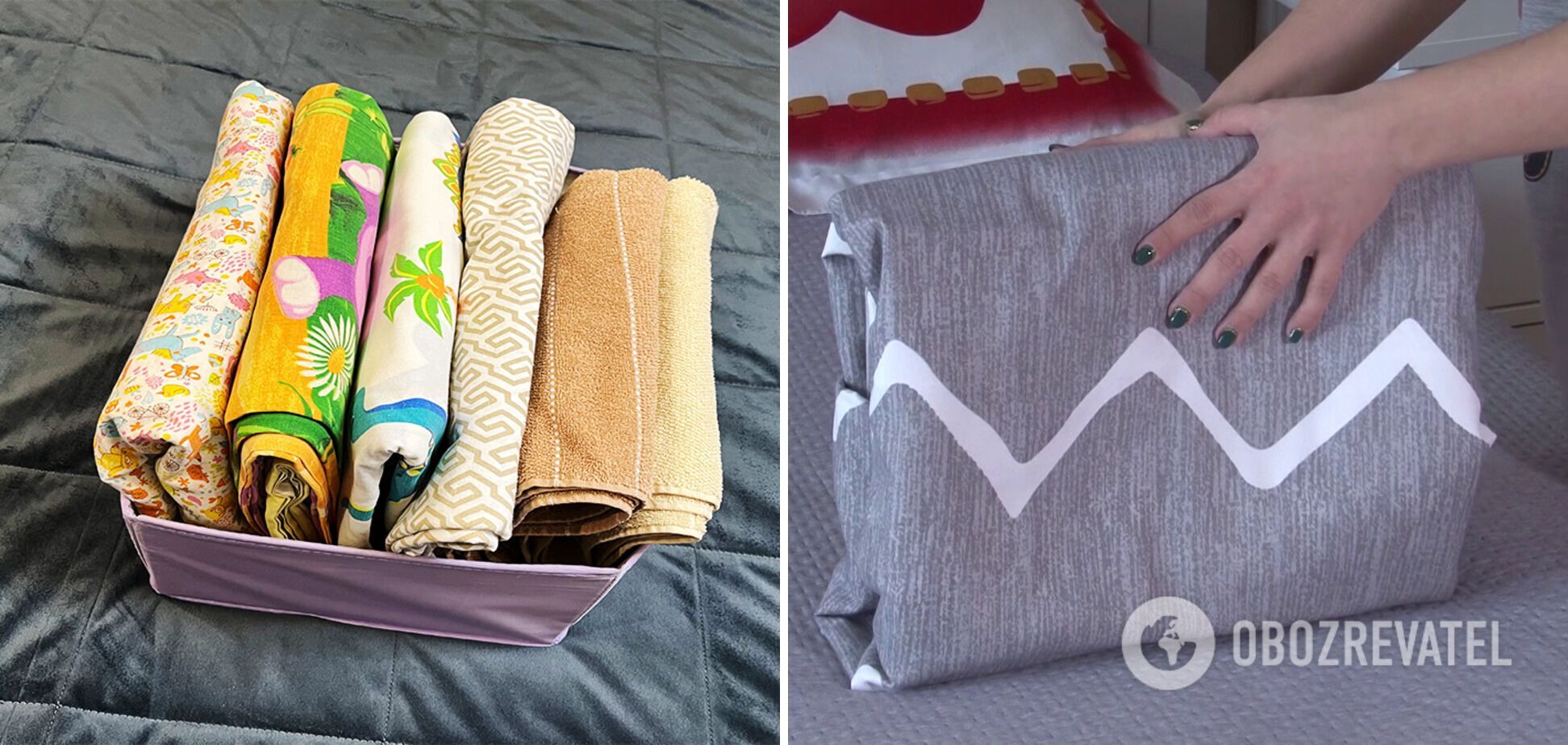 How to free up a lot of space in the closet: the vertical method of storing bed linen