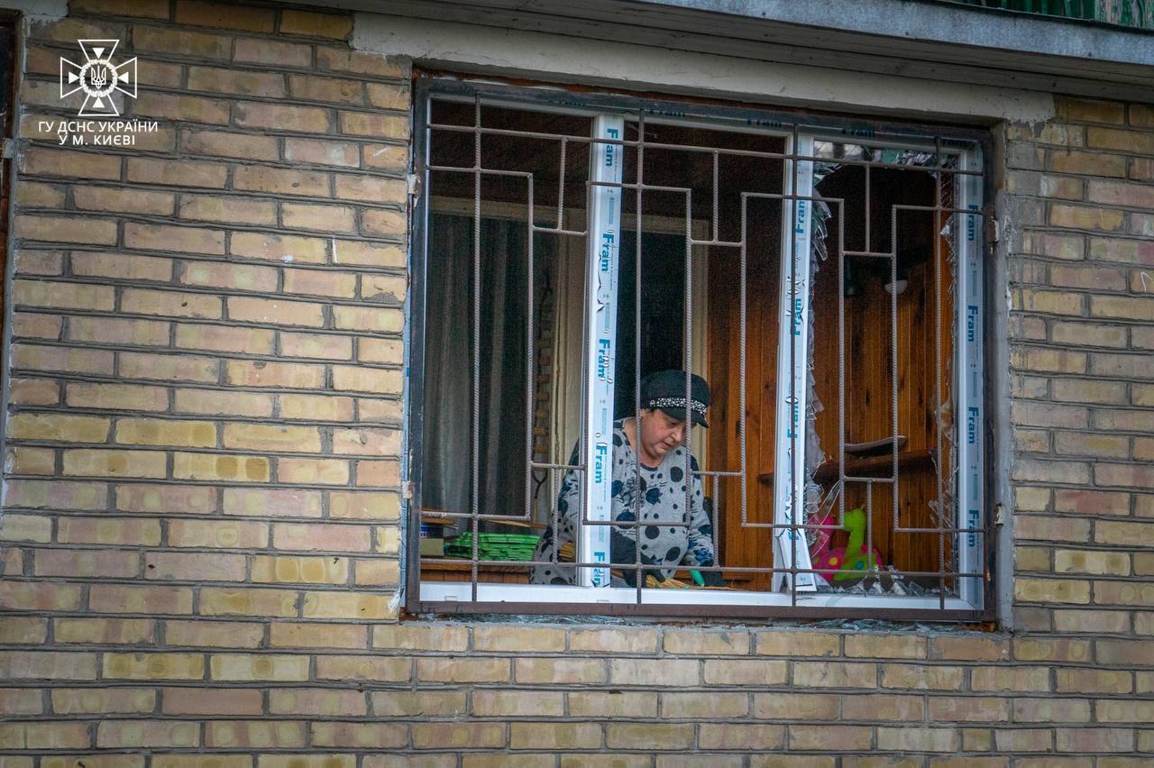 Kindergarten damaged and apartments' windows broken: Kyiv city RMA showed the consequences of drones' debris fall in the capital. Photos