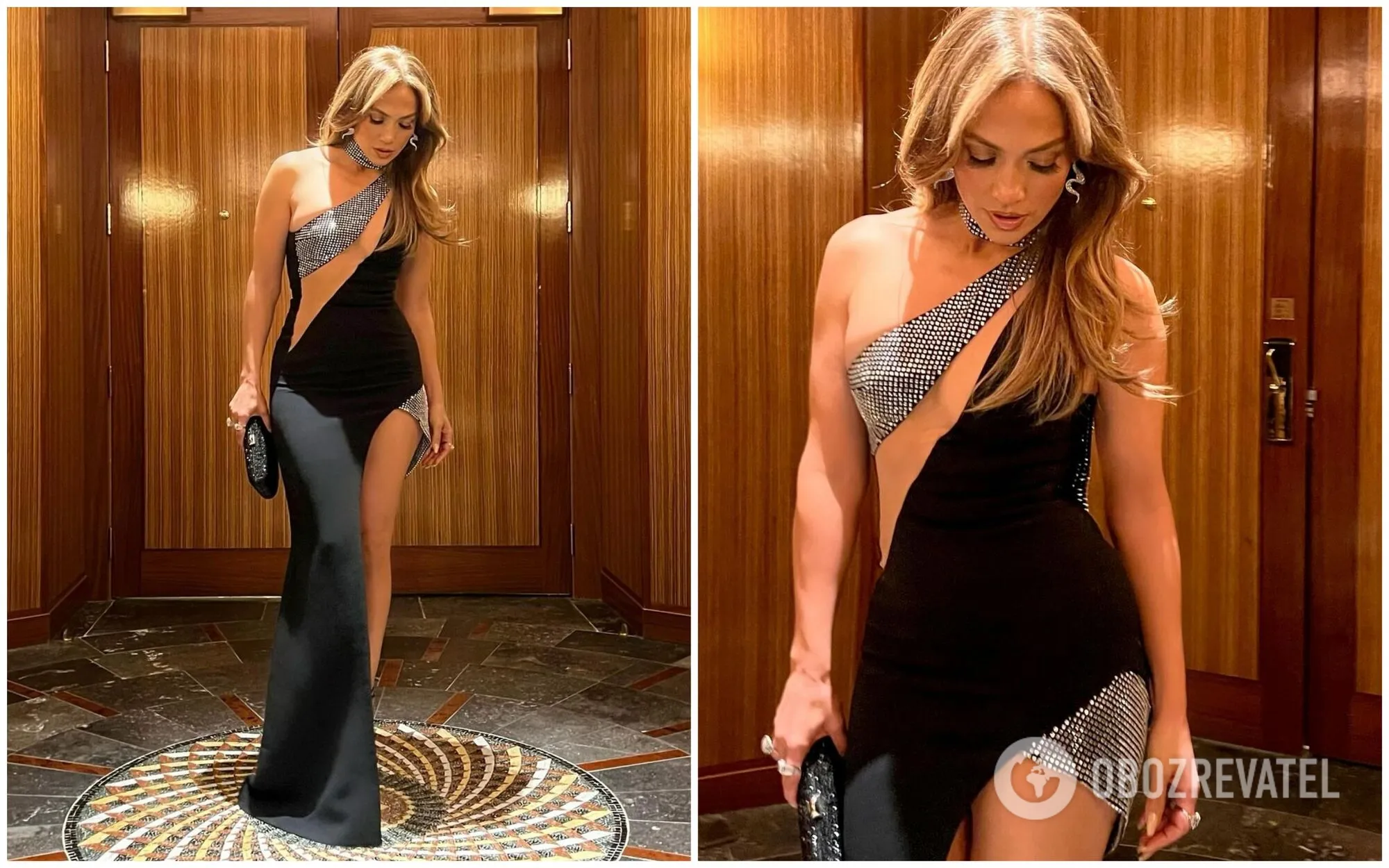 The illusion of nudity. Jennifer Lopez in a luxurious tight dress showed off a perfect nude