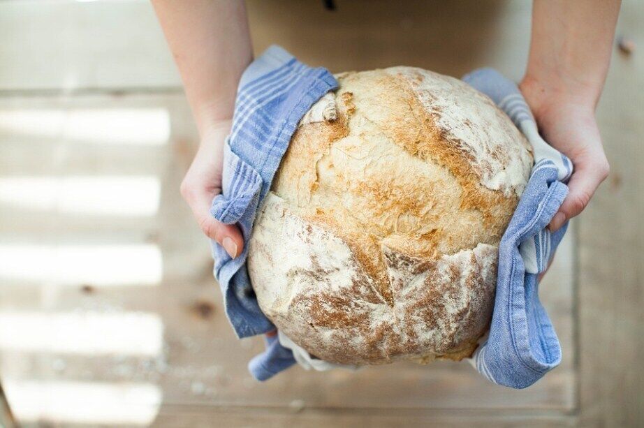 Simple homemade bread in the oven