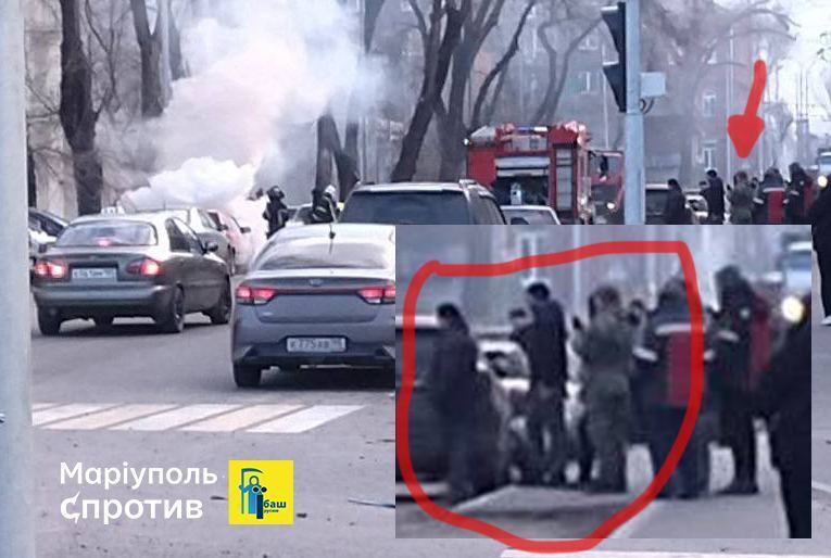 A car caught fire in occupied Mariupol: guerrillas made an interesting hint. Photo