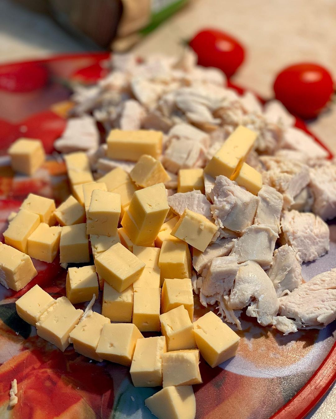 Fillet and cheese for salad