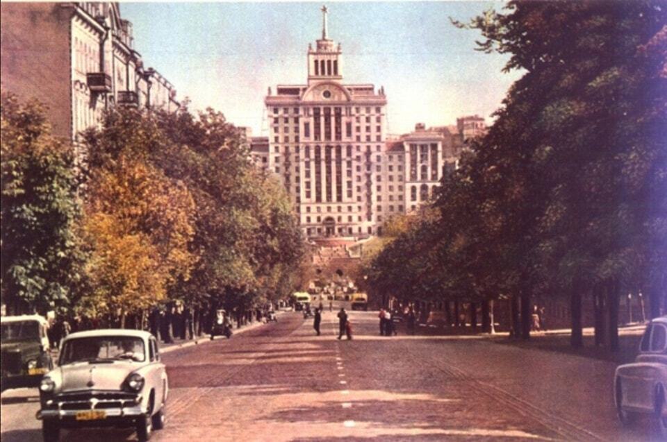 The reconstructed center and ample greenery: the network showcased what Kyiv looked like in the late 1950s. Photo