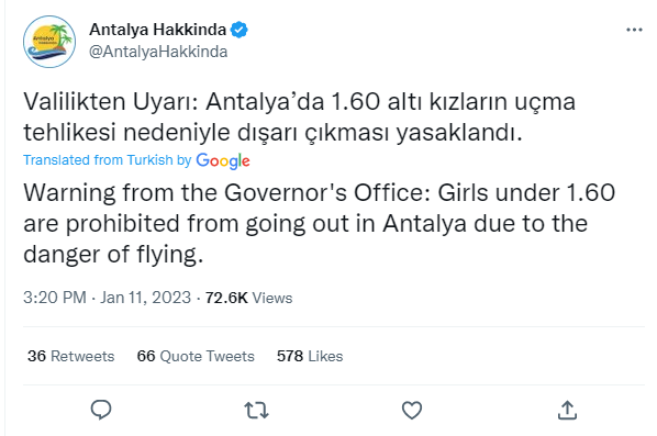 In Antalya, women shorter than 160 cm were banned from going outside due to the storm: the network exploded with ironic comments