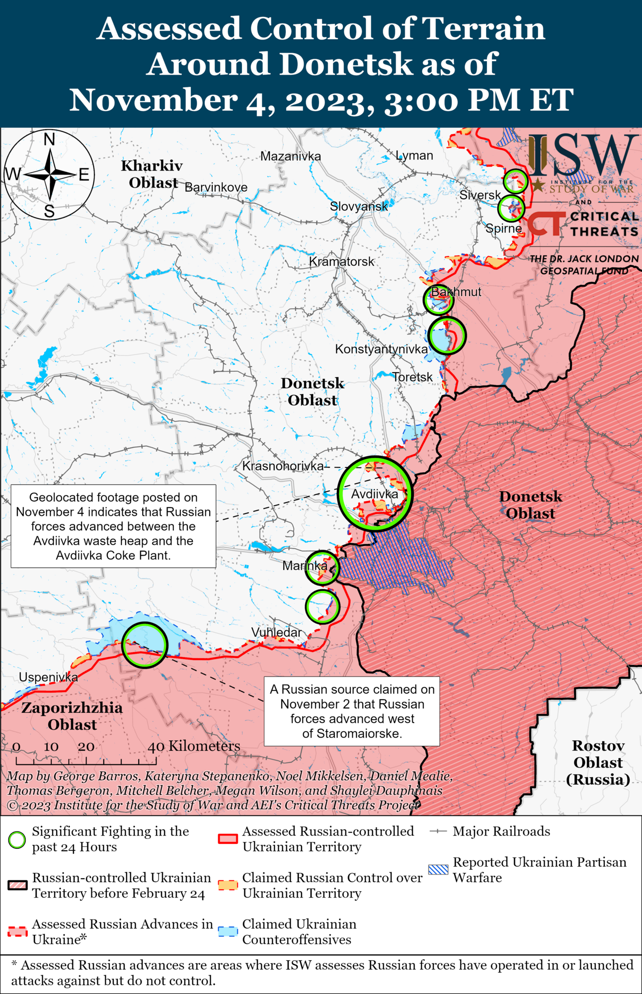 The front line in the Donetsk region. Map.