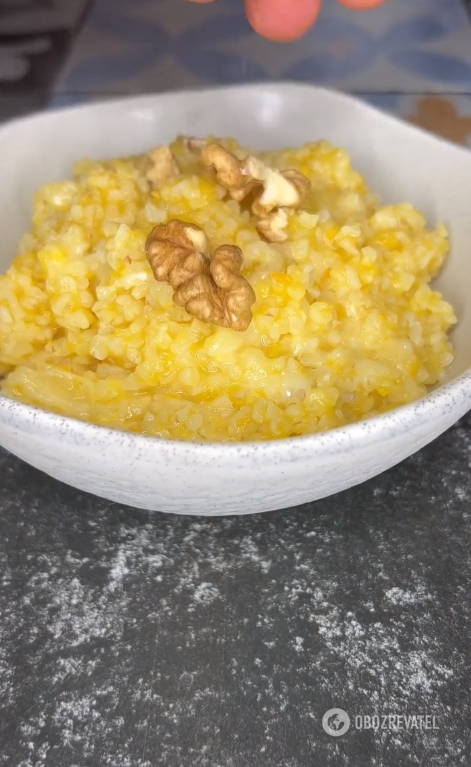 How to cook savory pumpkin porridge: with bulgur and cheese