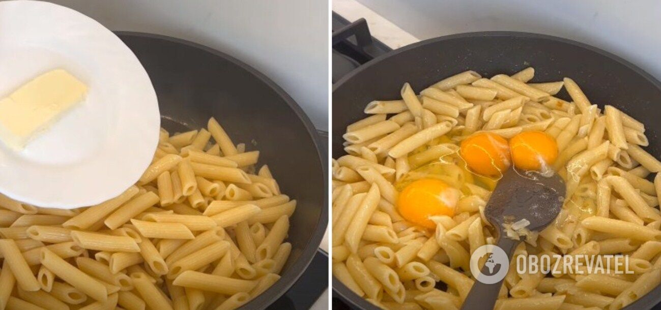 Pasta with eggs and cheese