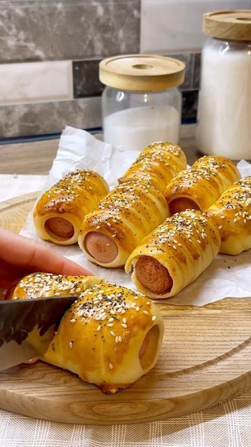Homemade sausages in dough