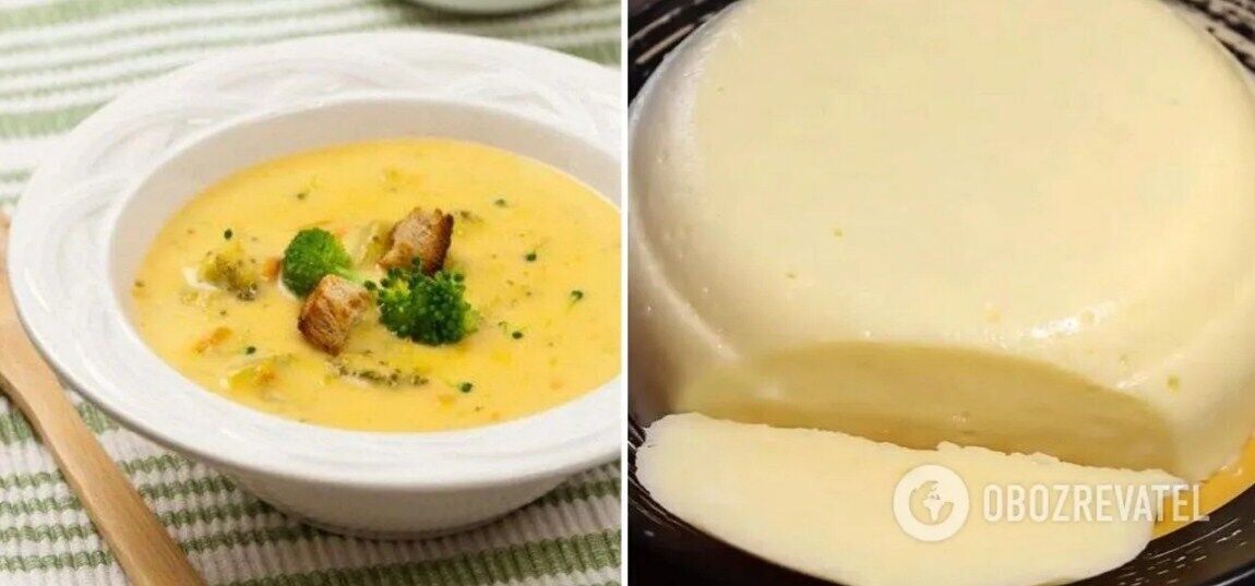 Cheese soup made from processed cheese