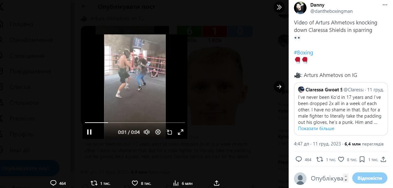 The absolute world boxing champion was knocked out by a ''mean Lithuanian''. The video garnered 6 million views per day