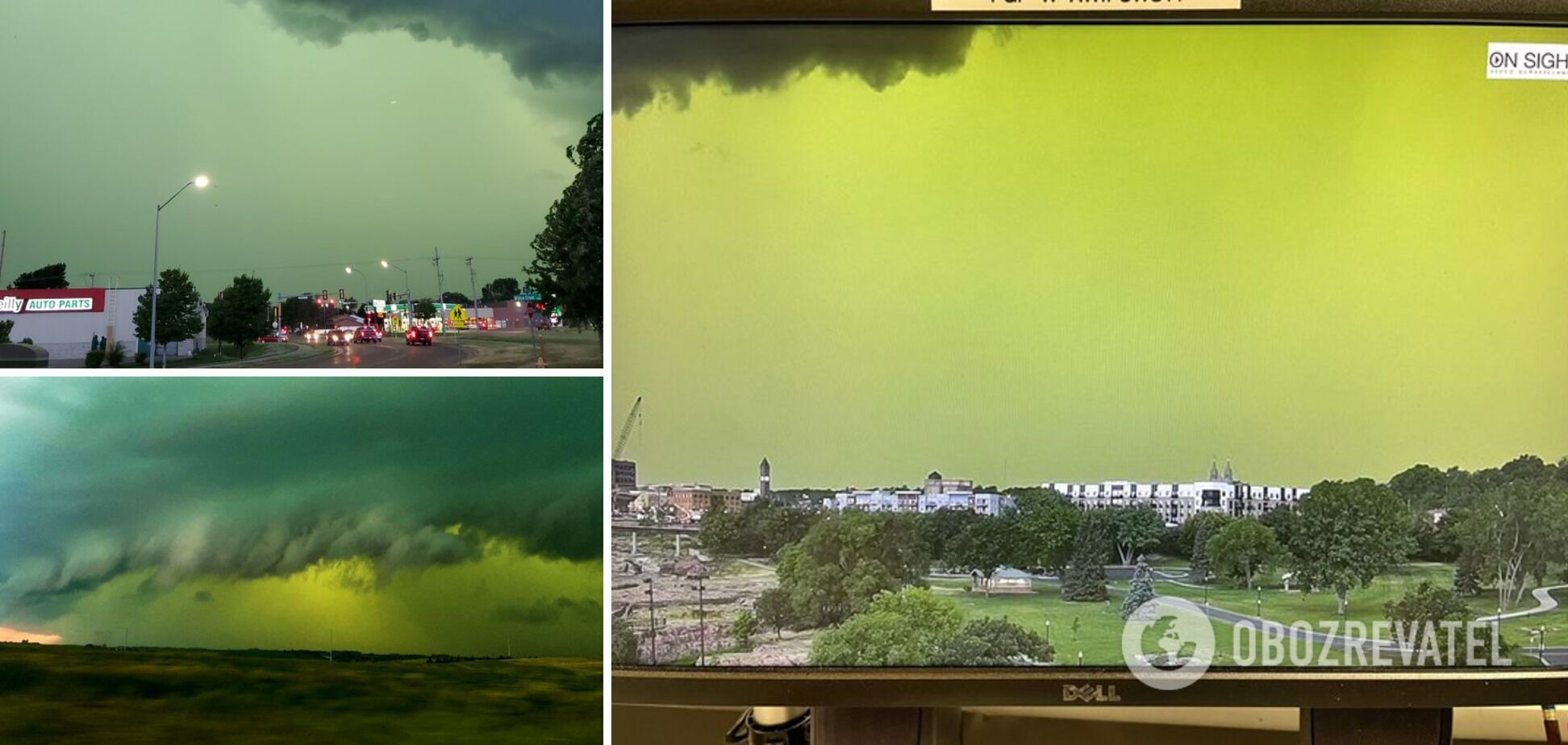 Green sky in South Dakota