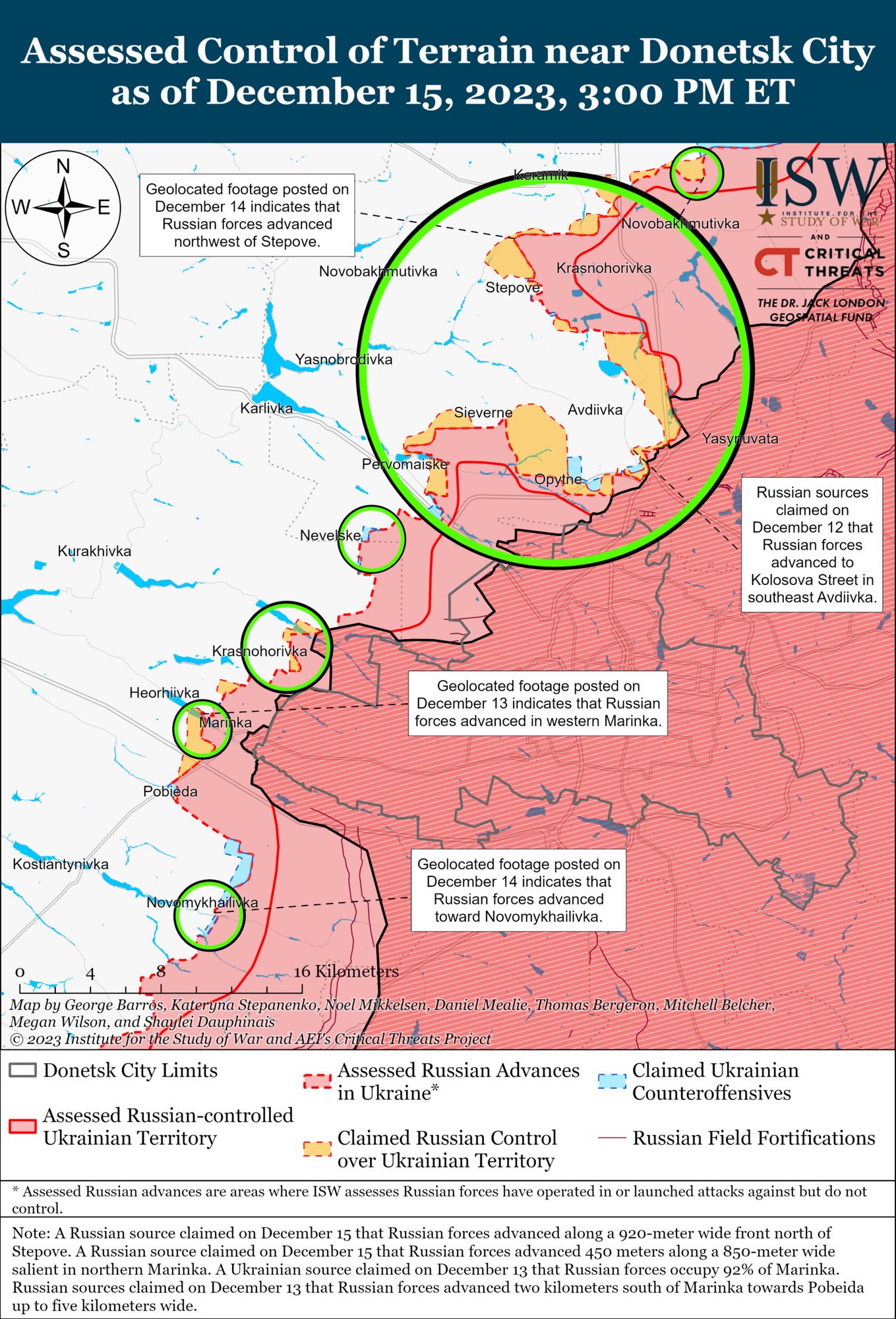 ISW: Russian troops advance near Avdiivka, AFU holds positions on the left bank of Kherson region 