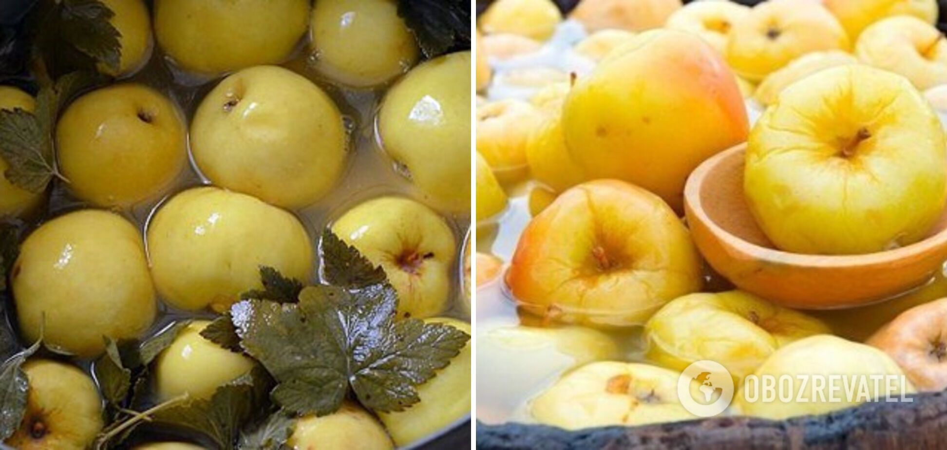 Pickled apples with salt and sugar