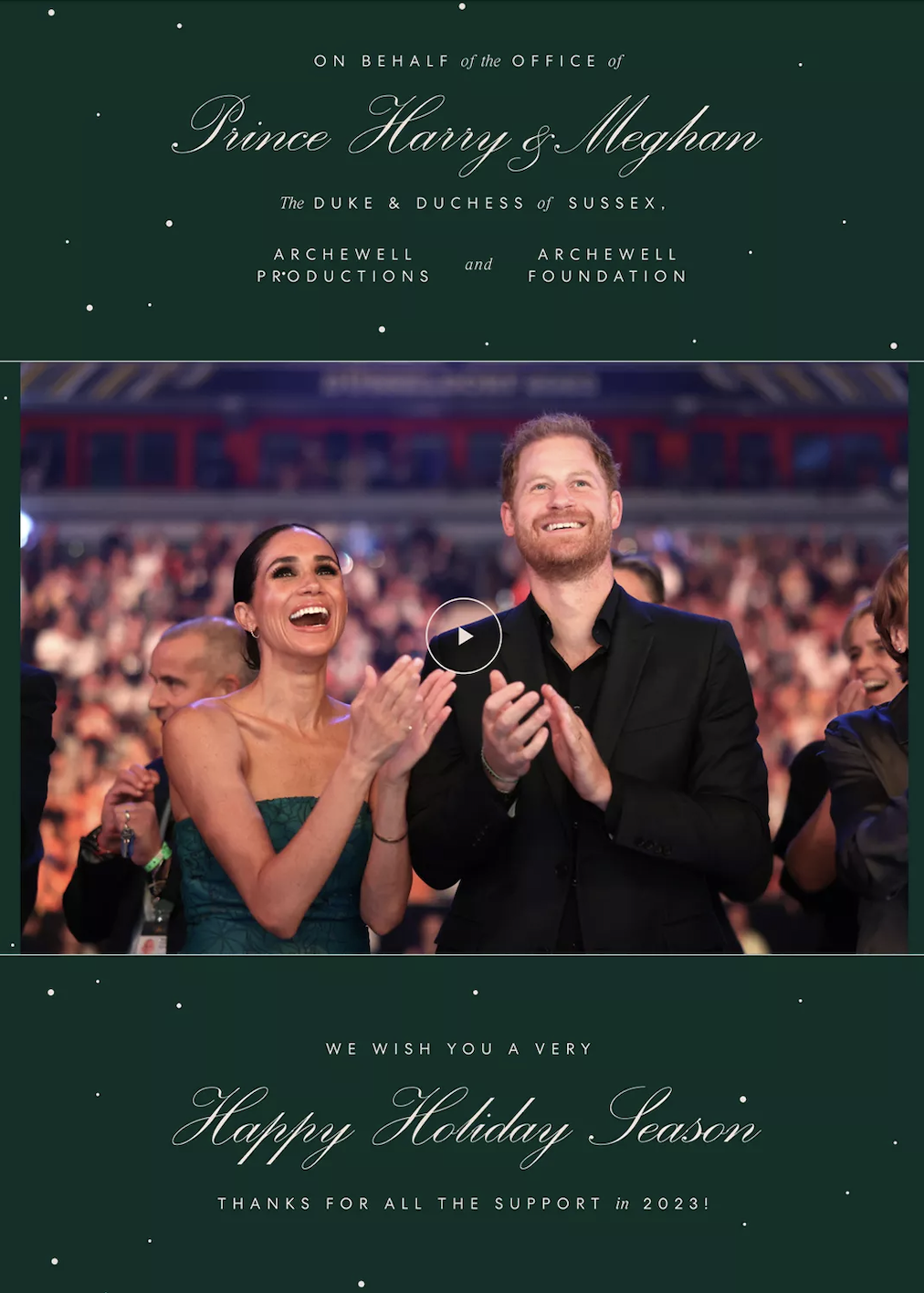 No kids and a Christmas tree: what Prince Harry and Meghan Markle's ''losers of the year'' Christmas card looks like