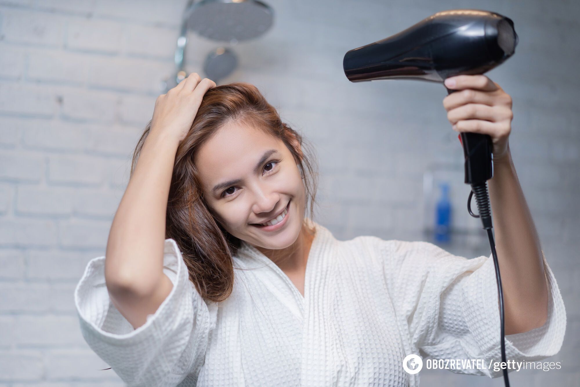 Style your hair with a hair dryer.