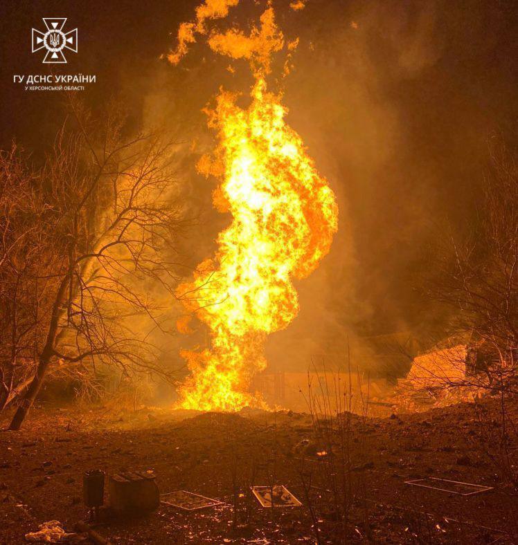 A gas pipeline caught fire.