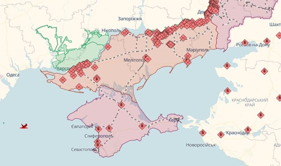 Mapa działań wojennych na wschodzie Ukrainy