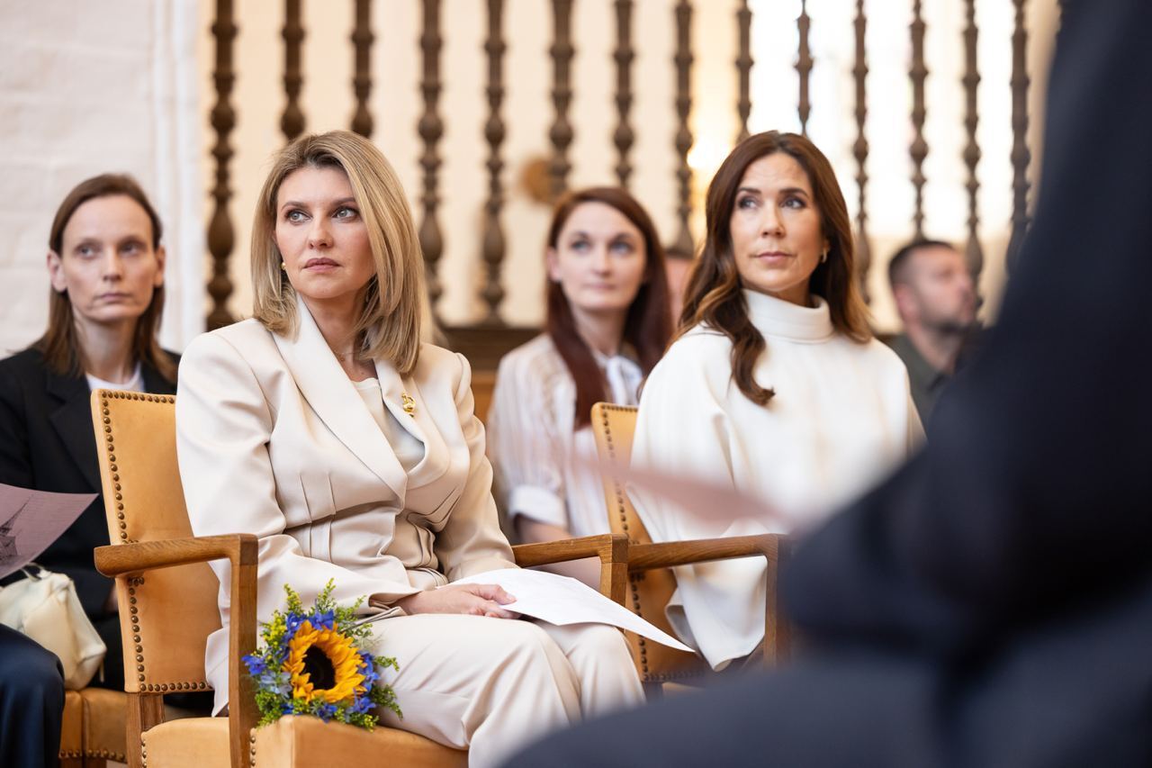 Olena Zelenska and Crown Princess Mary of Denmark at the service in Haderslev Cathedral