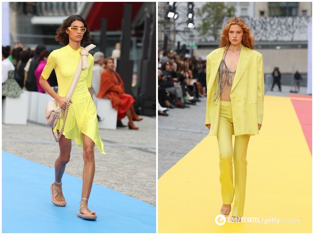 Paul McCartney's daughter presented her new collection in blue and yellow colors at Paris Fashion Week. Photo