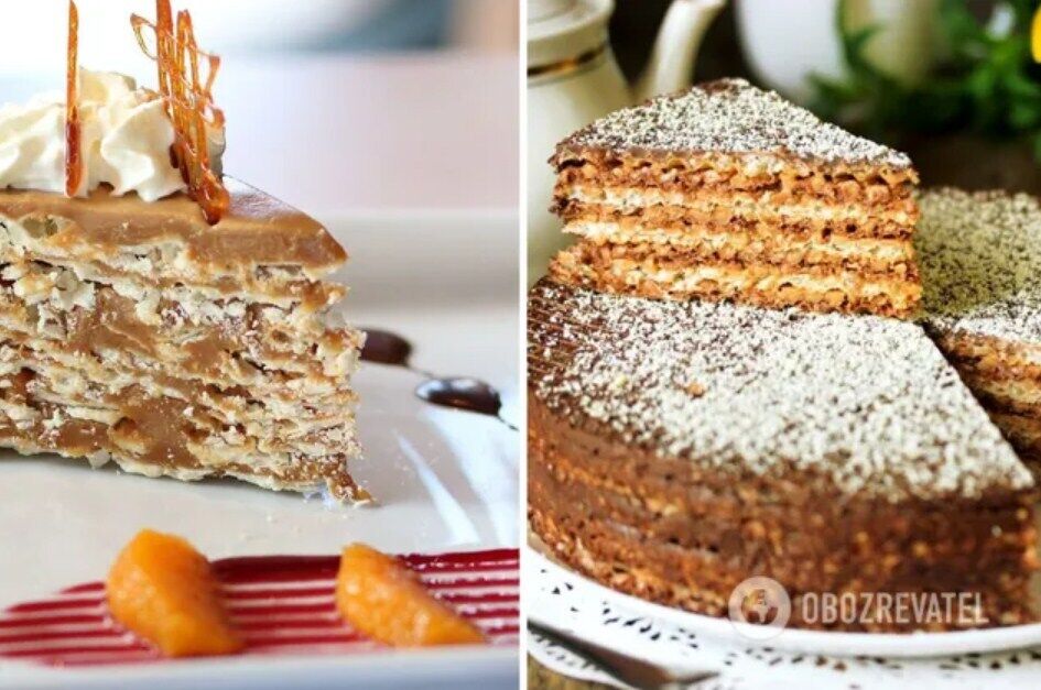 Waffle cake with nuts