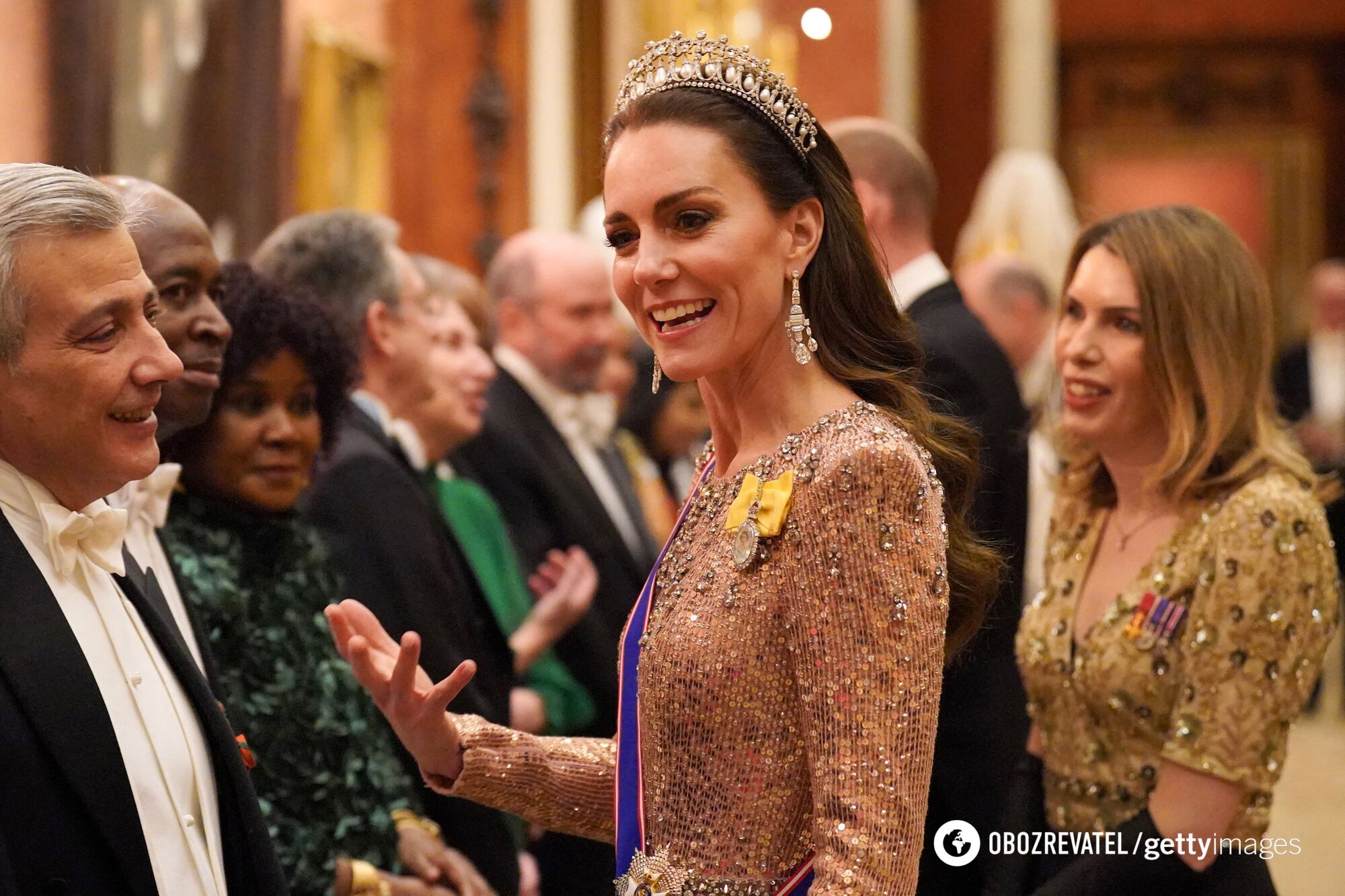 Kate Middleton wore a ''revenge dress'' to a diplomatic reception, sending ''greetings'' from Princess Diana