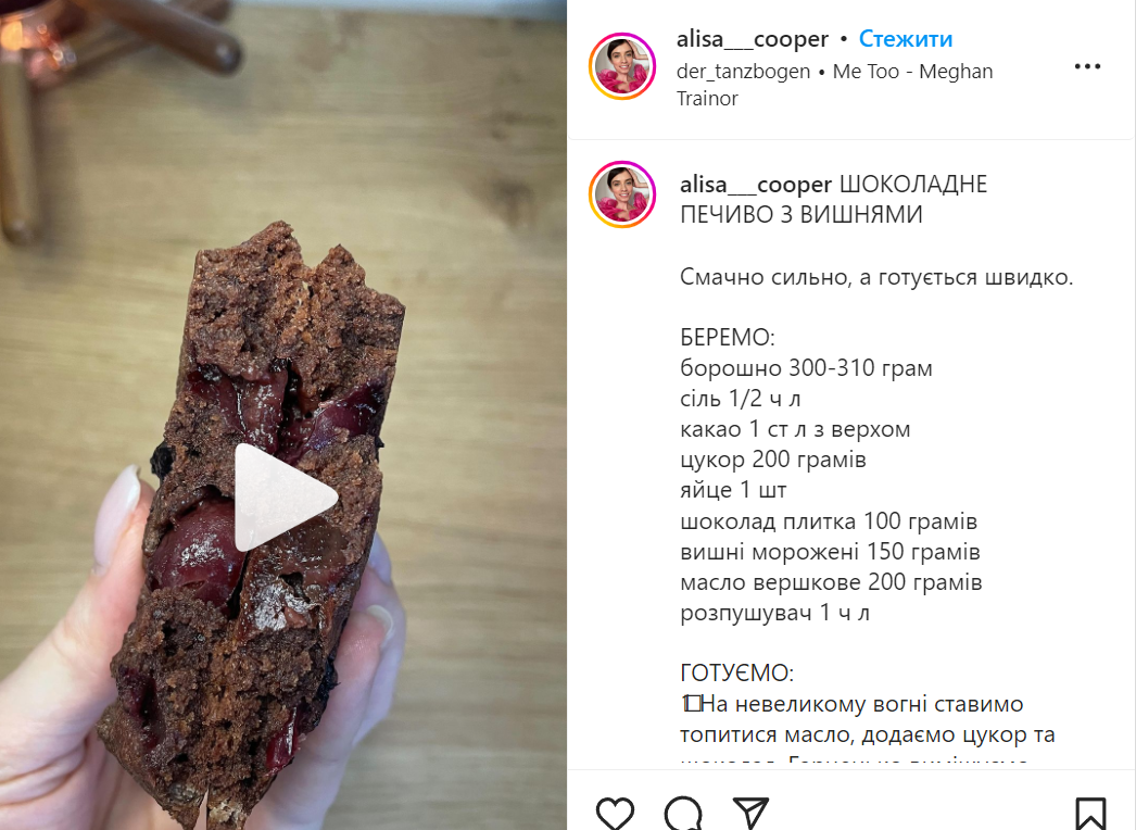 Recipe for chocolate cherry cookies