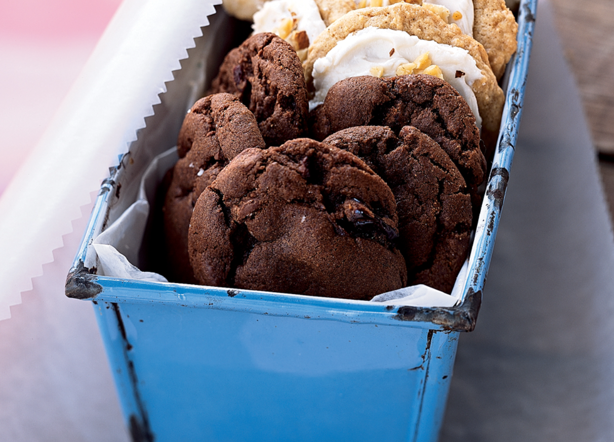 Chocolate cookies with cherries