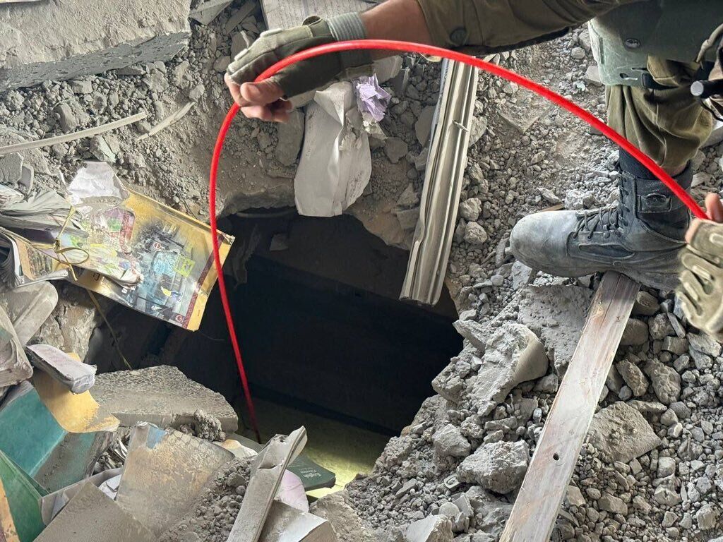 Israel Defense Forces showed a tunnel to Hamas hideout in a Gaza Strip school. Photo