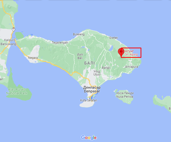 Mount Agung on the map