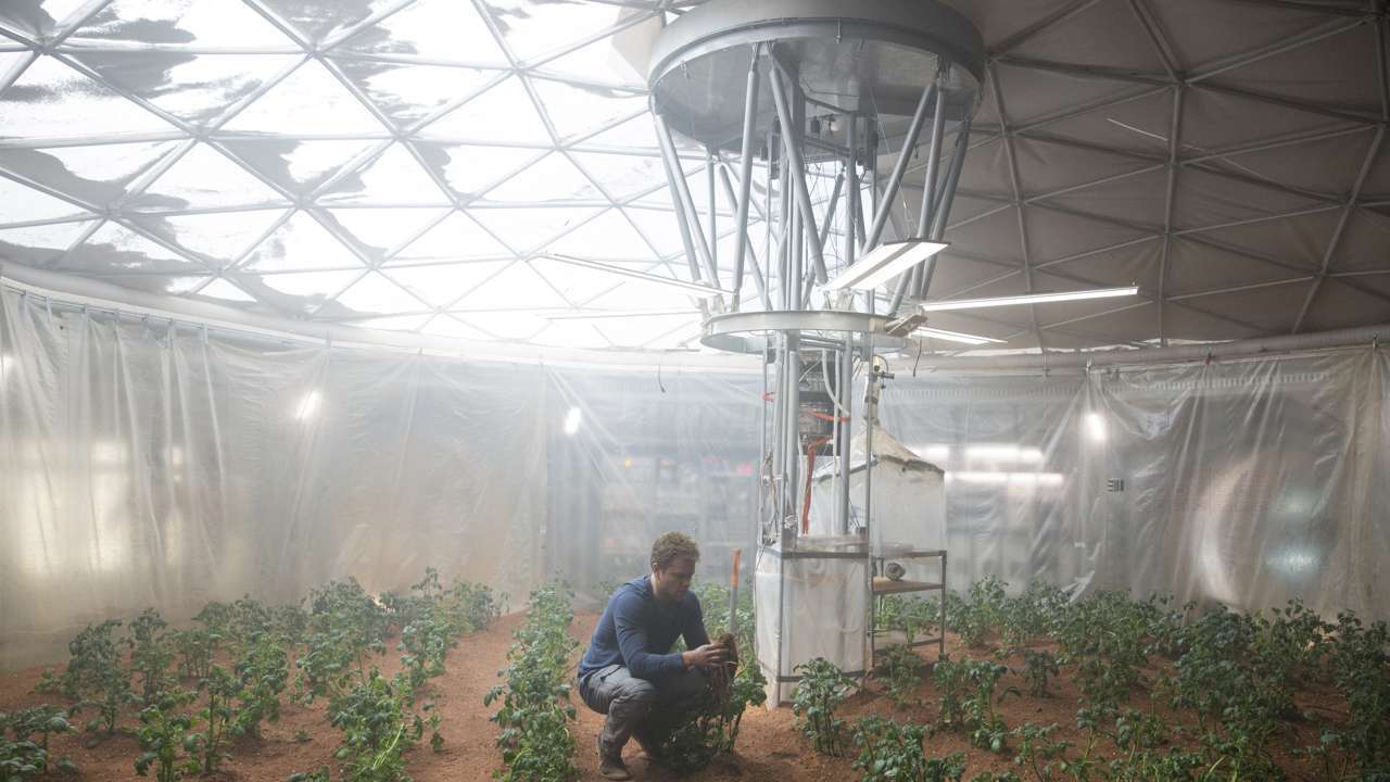 Mark Watney and his potato garden on Mars.