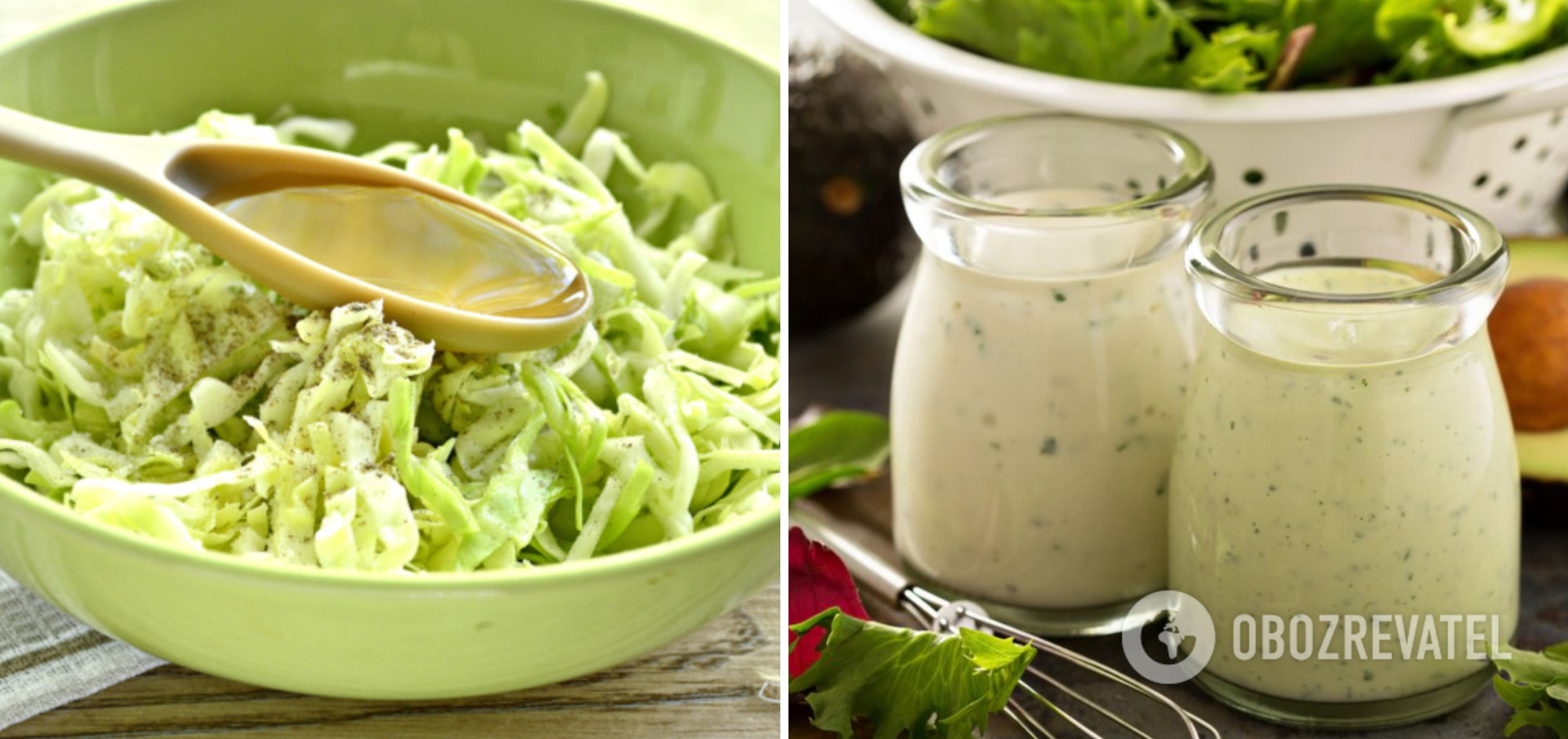 Delicious cabbage salad with dressing