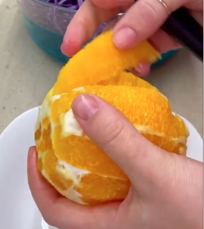 An orange to make a salad