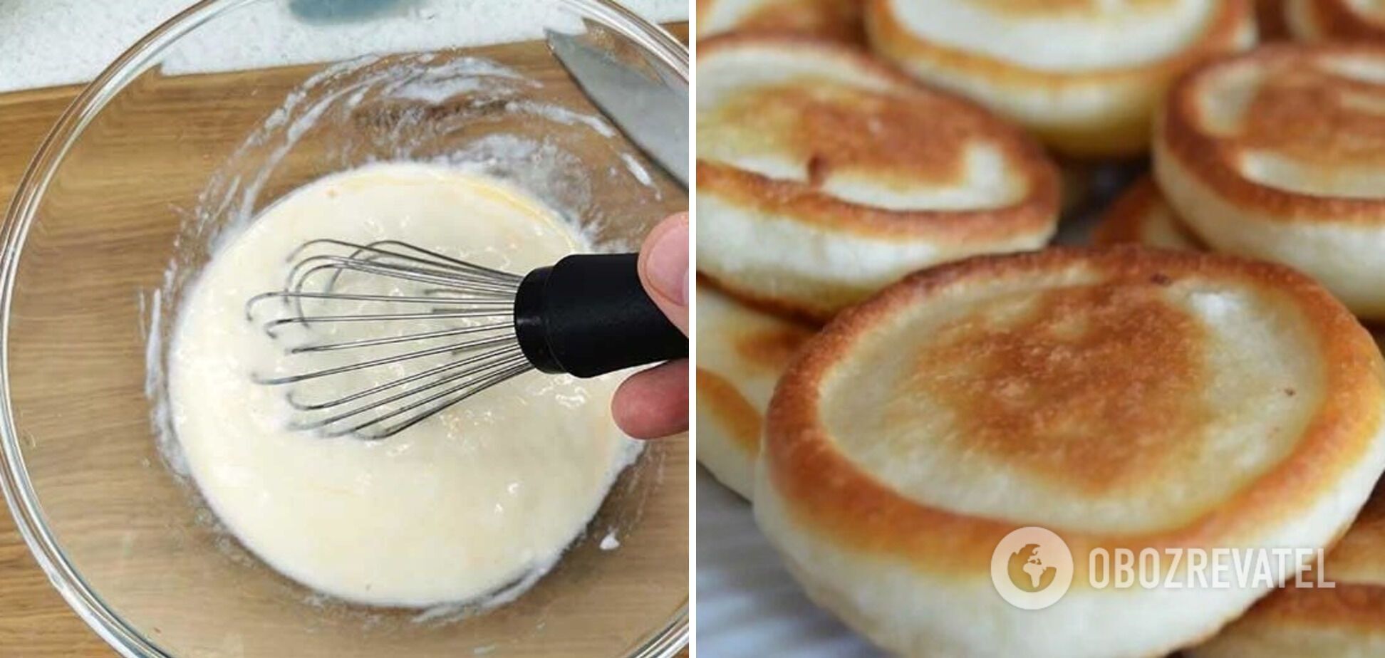 Dough for apple pancakes without kefir or milk